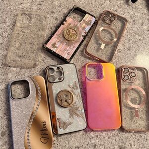 Lots Of IPhone 15 Pro Max Stylish Phone Case Set - Multicolor 7 items